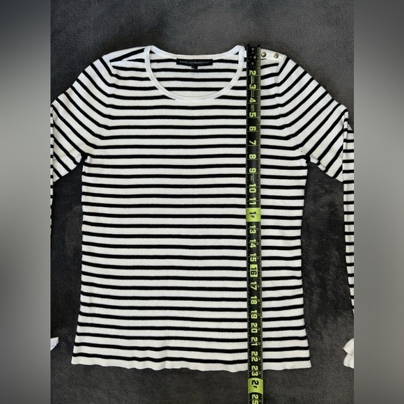 White House Black Market Size M Black & White Striped Long Sleeve Sweater Shirt - Picture 4 of 9